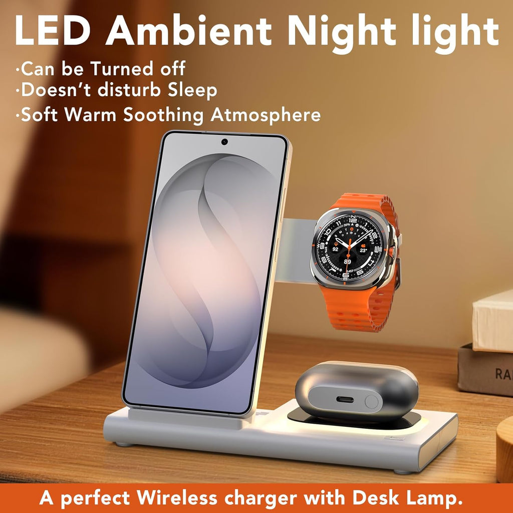 3 in 1 Wireless Charging Station for Samsung – Foldable Fast Charger Stand