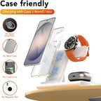 3 in 1 Wireless Charging Station for Samsung – Foldable Fast Charger Stand with Night Light 
