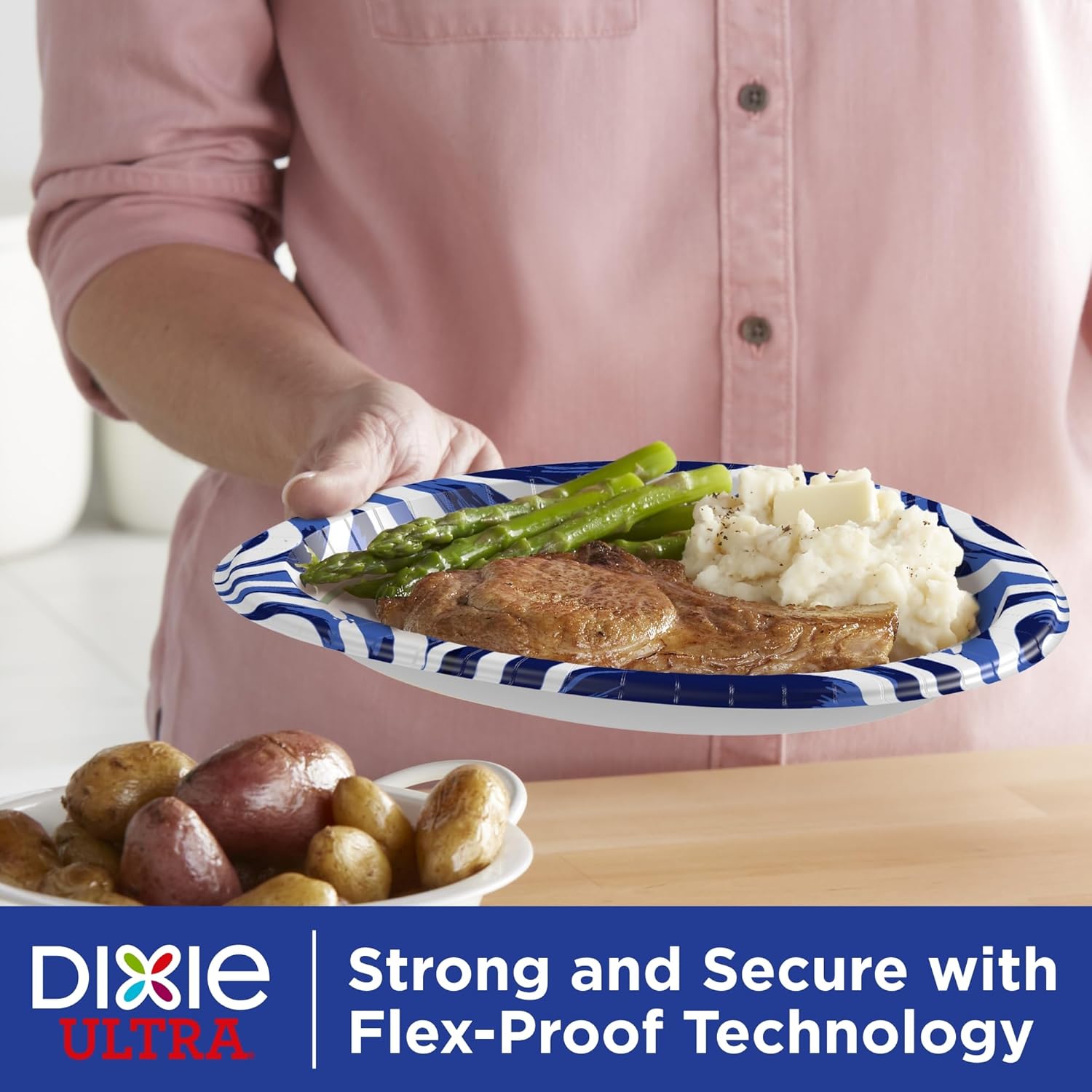Dixie Ultra, Large Paper Plates, 10 Inch, 100 Count, 3X Stronger*, Heavy Duty, Microwave-Safe, Soak-Proof, Cut Resistant, Disposable Plates for Heavy, Messy Meals