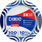 Dixie Ultra, Large Paper Plates, 10 Inch, 100 Count, 3X Stronger*, Heavy Duty, Microwave-Safe, Soak-Proof, Cut Resistant, Disposable Plates for Heavy, Messy Meals