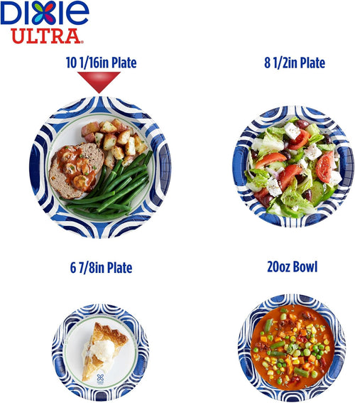 Dixie Ultra, Large Paper Plates, 10 Inch, 100 Count, 3X Stronger*, Heavy Duty, Microwave-Safe, Soak-Proof, Cut Resistant, Disposable Plates for Heavy, Messy Meals
