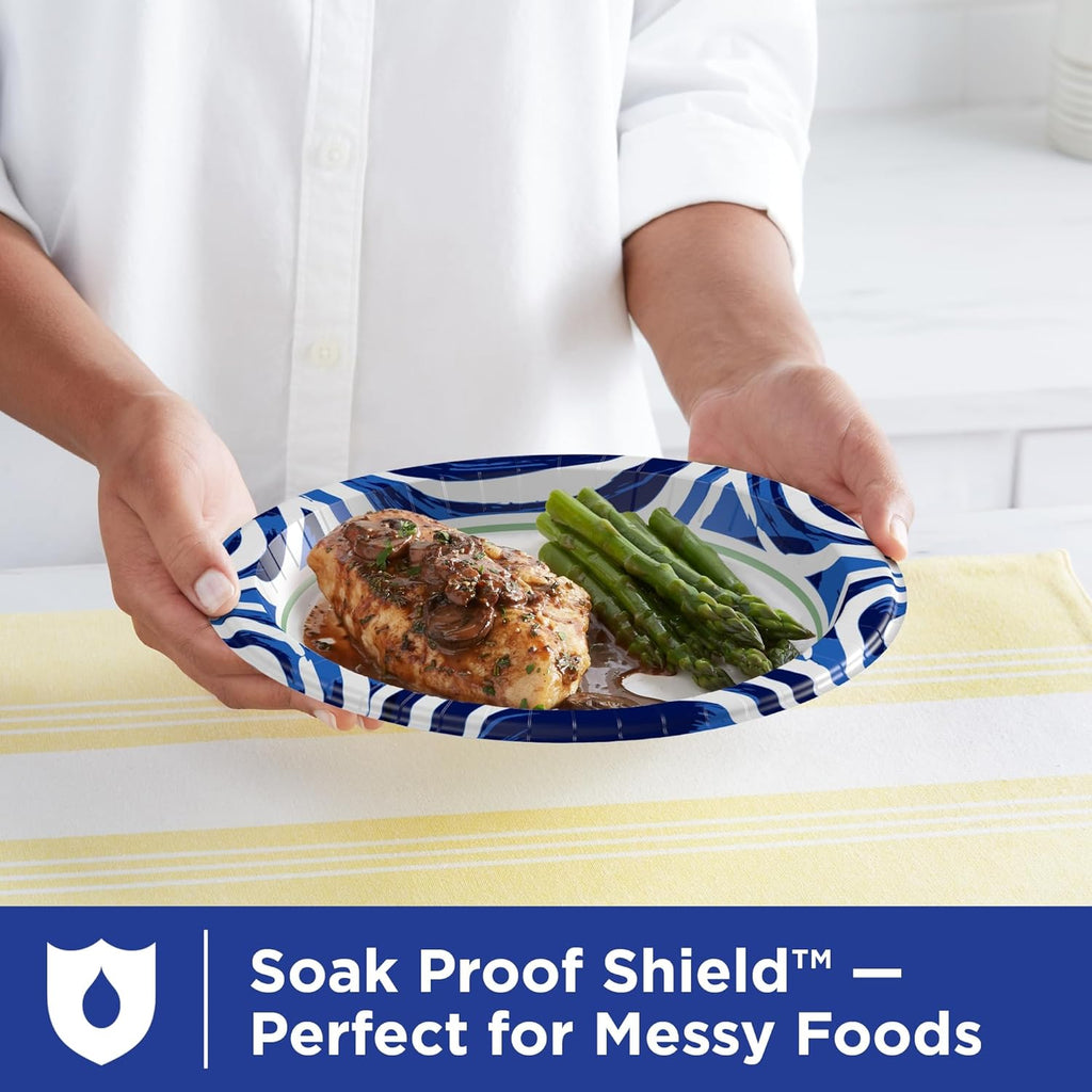 Dixie Ultra, Large Paper Plates, 10 Inch, 100 Count, 3X Stronger*, Heavy Duty, Microwave-Safe, Soak-Proof, Cut Resistant, Disposable Plates for Heavy, Messy Meals