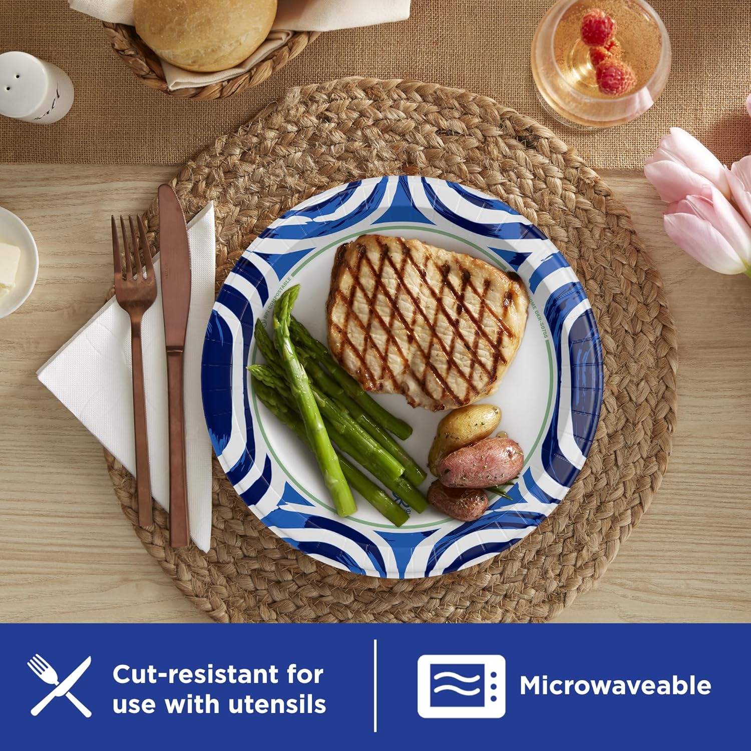 Dixie Ultra, Large Paper Plates, 10 Inch, 100 Count, 3X Stronger*, Heavy Duty, Microwave-Safe, Soak-Proof, Cut Resistant, Disposable Plates for Heavy, Messy Meals