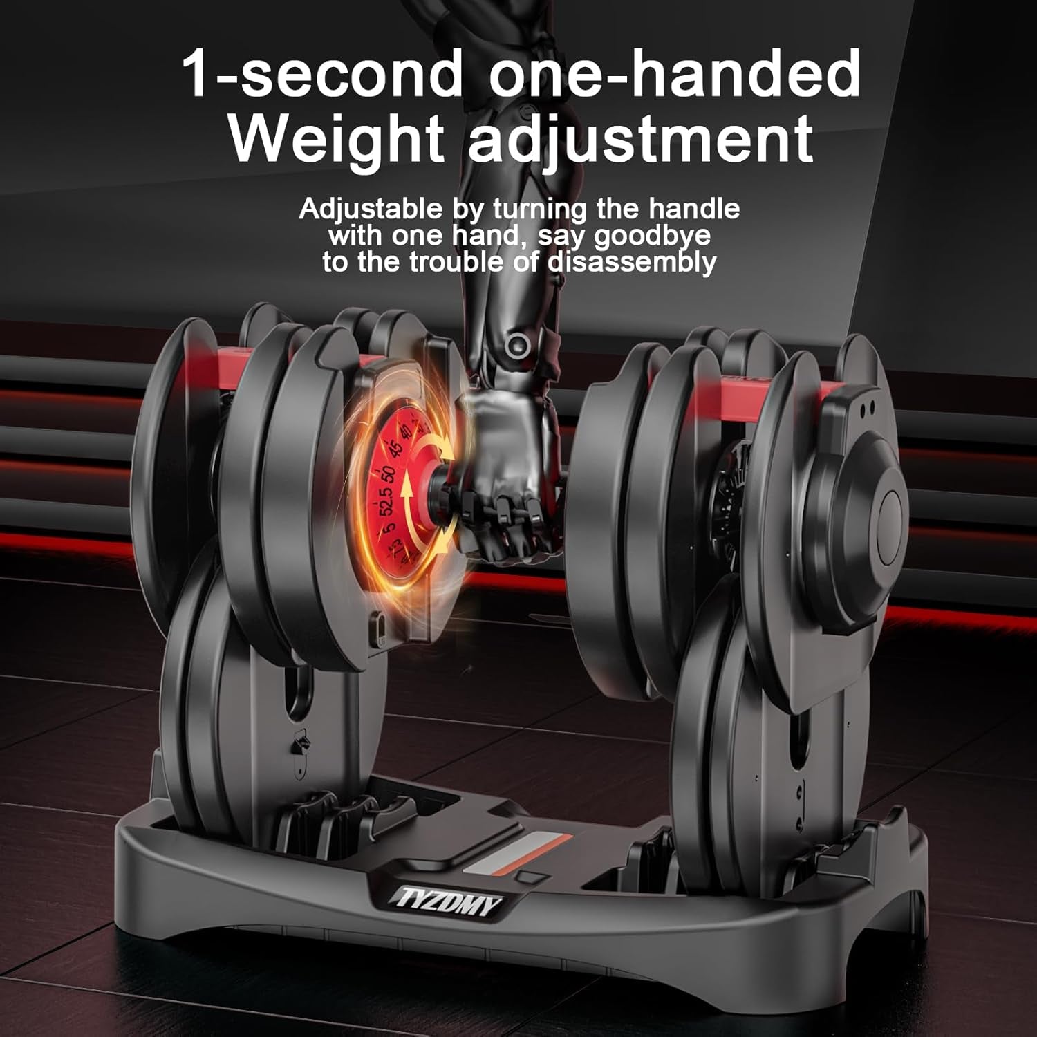 Adjustable Dumbbells for Home Gym – 15-in-1 Weight Set (5–52.5 lbs Each) Pair of Free Weights