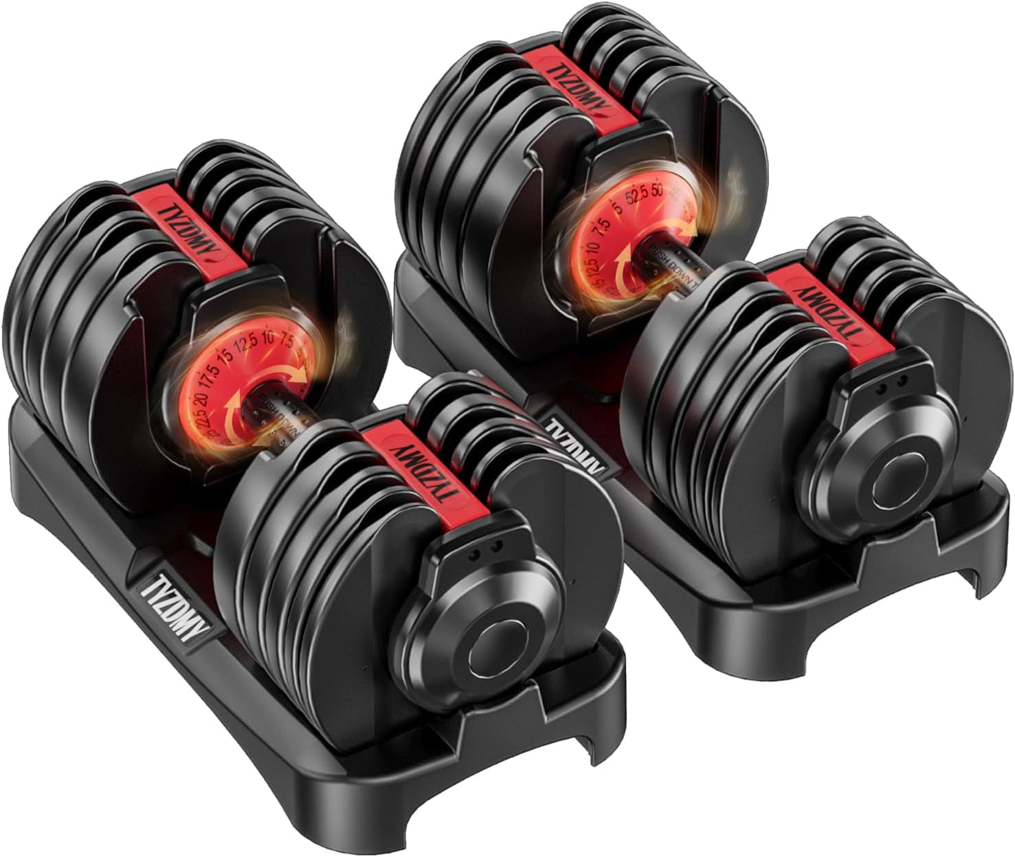Adjustable Dumbbells for Home Gym – 15-in-1 Weight Set (5–52.5 lbs Each) Pair of Free Weights for Strength Training & Muscle Building