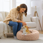 Calming Donut Dog Bed – Anti Anxiety Fluffy Plush Pet Bed