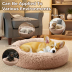 Calming Donut Dog Bed – Anti Anxiety Fluffy Plush Pet Bed with Raised