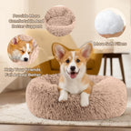 Calming Donut Dog Bed – Anti Anxiety Fluffy Plush Pet Bed with Raised Rim