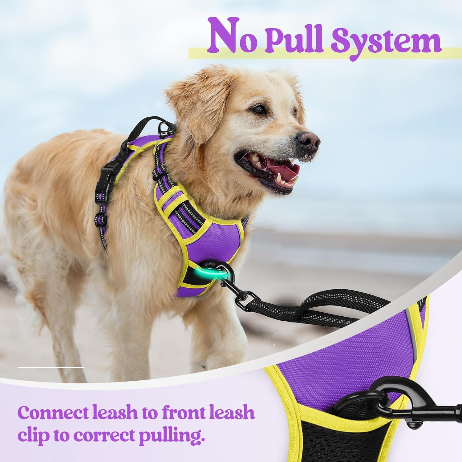 Dog No Pull Harness Adjustable Soft Padded Reflective