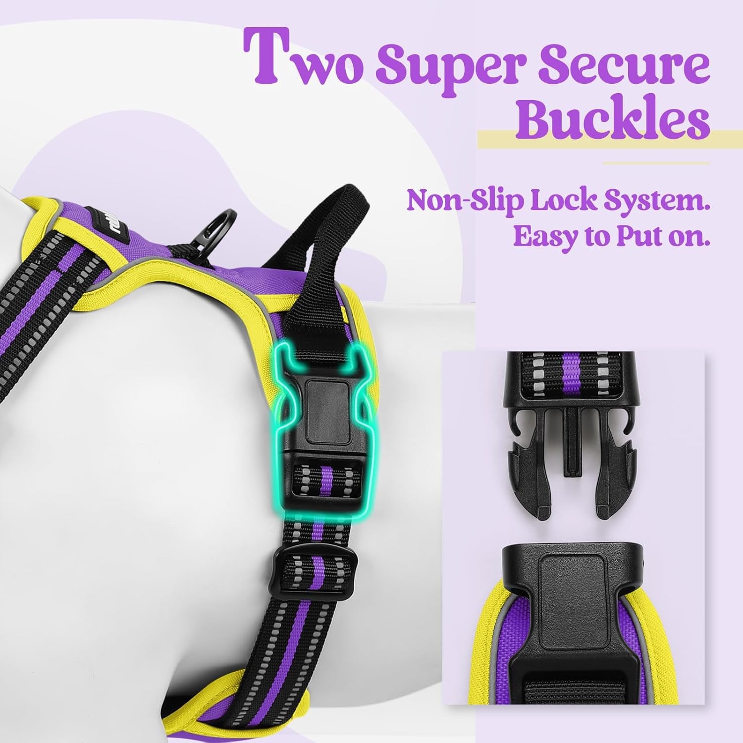 Dog No Pull Harness Adjustable Soft Padded Reflective Vest with Dual Leash