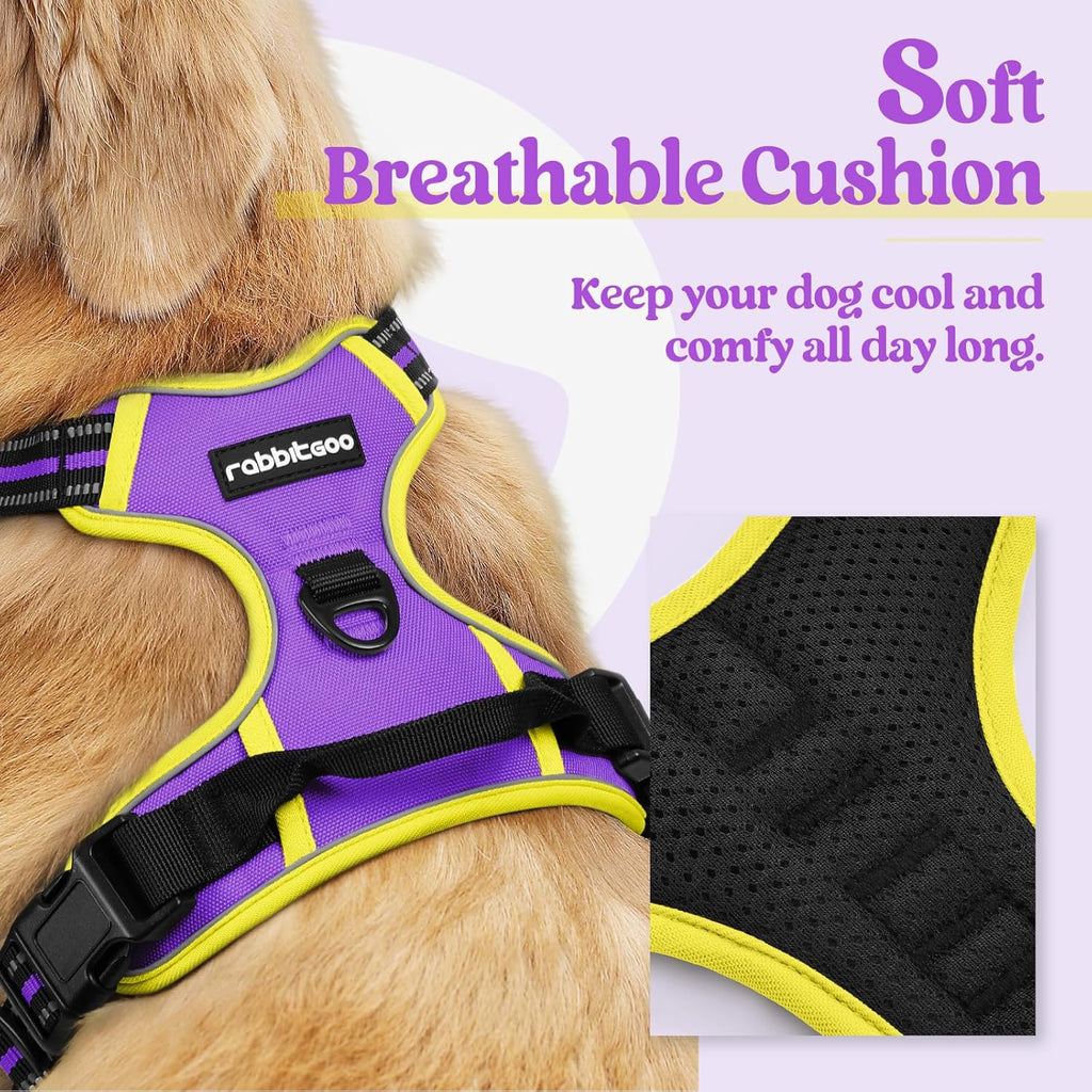 Dog No Pull Harness Adjustable Soft Padded Reflective Vest with Dual Leash Clips