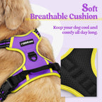 Dog No Pull Harness Adjustable Soft Padded Reflective Vest with Dual Leash Clips