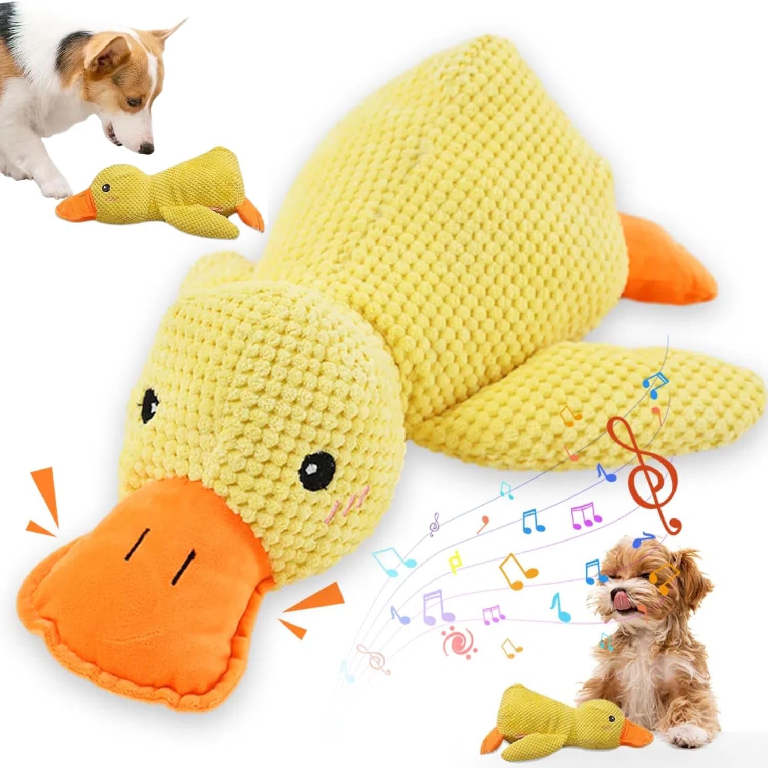 Durable Yellow Calming Duck Toy for Pets