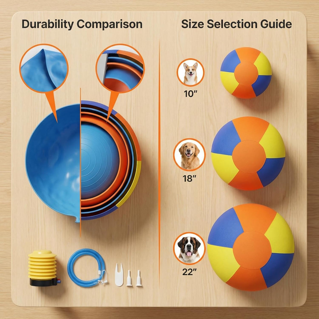 Herding Ball for Dogs – Durable Tear-Resistant Inflatable Exercise Ball with Handle Cover