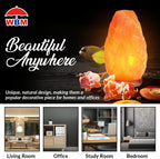 Himalayan Pink Salt Lamp – USB Natural Crystal Lamp with Touch Dimmer, Wooden Base