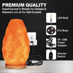 Himalayan Pink Salt Lamp – USB Natural Crystal Lamp with Touch Dimmer, Wooden Base & LED Light for Home Décor, Relaxation