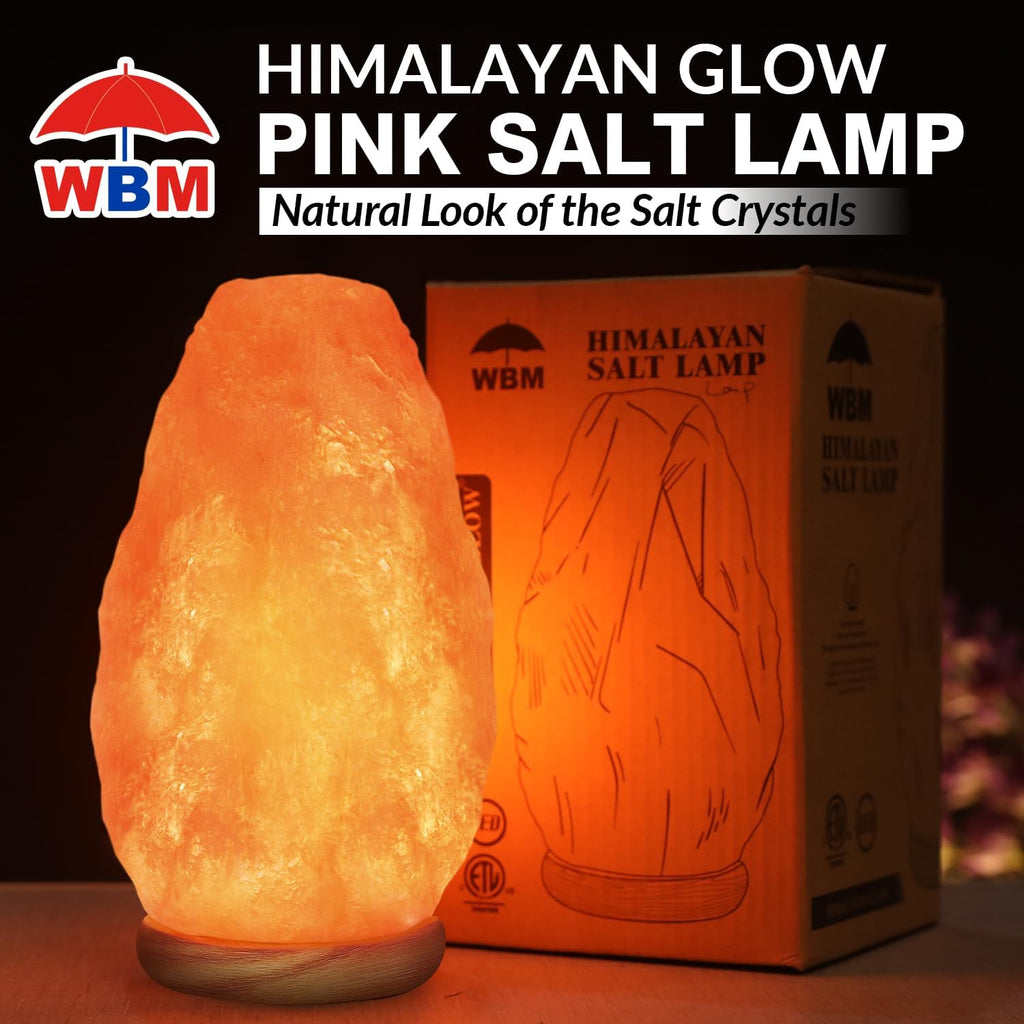 Himalayan Pink Salt Lamp – USB Natural Crystal Lamp with Touch Dimmer, Wooden Base & LED Light for Home Décor, Relaxation & Ambient