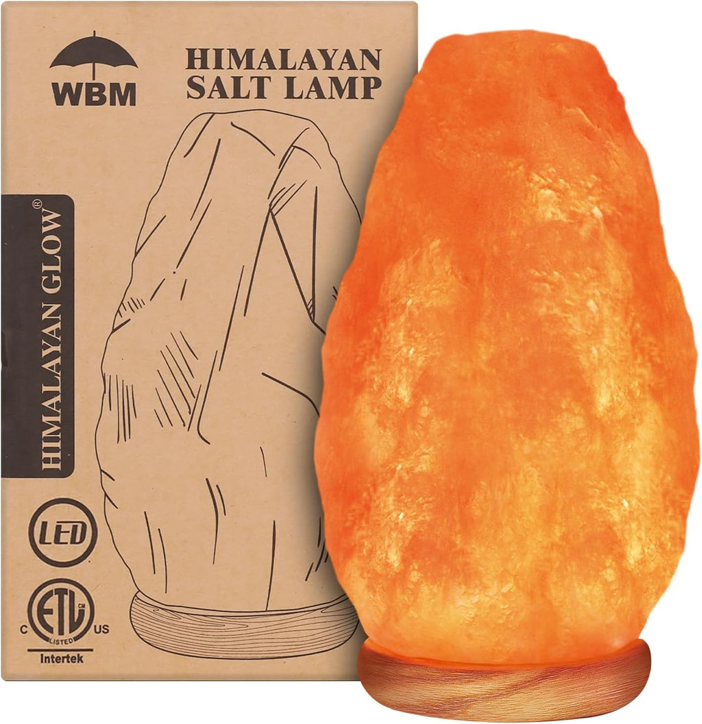 Himalayan Pink Salt Lamp – USB Natural Crystal Lamp with Touch Dimmer, Wooden Base & LED Light for Home Décor, Relaxation & Ambient Lighting (5–7 lbs)