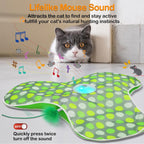 Interactive Cat Toys for Indoor Cats – Rechargeable Moving Feather & Real Mouse Sound Automatic