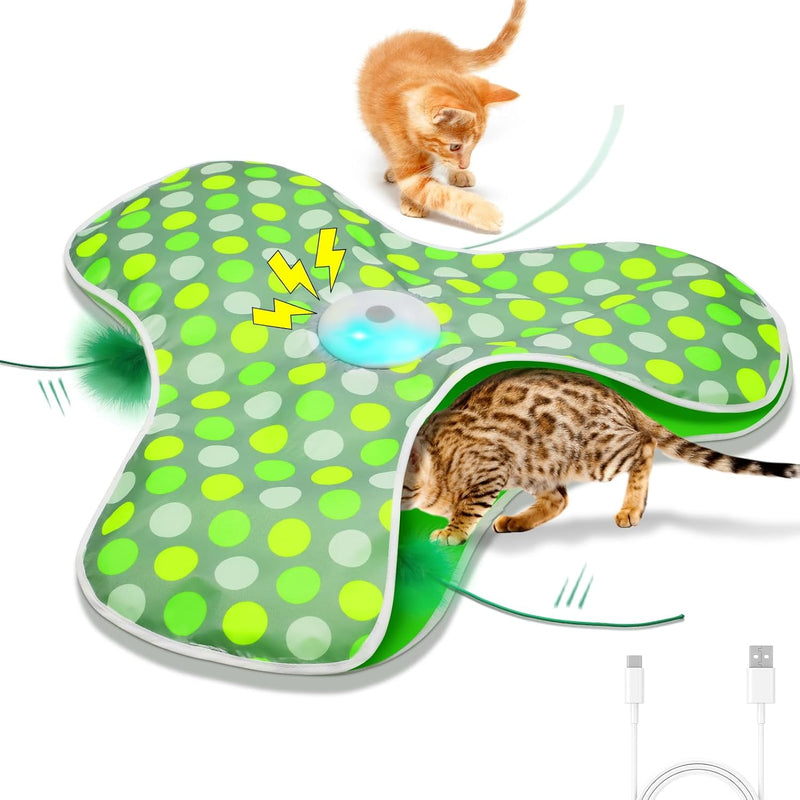 Interactive Cat Toys for Indoor Cats – Rechargeable Moving Feather & Real Mouse Sound Automatic Self-Play Cat Toy
