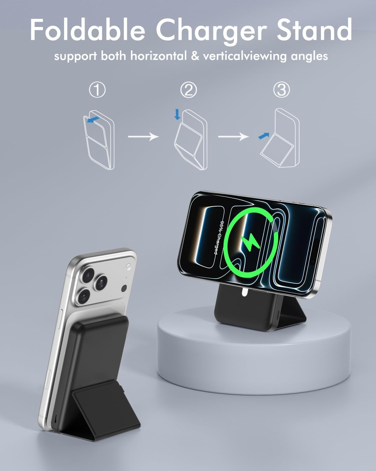 Magsafe Charger Power Bank 10000mAh – Magnetic Wireless Portable Charger with Foldable Stand