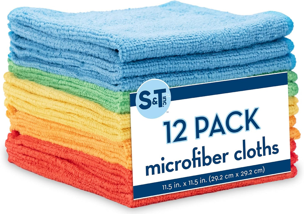 Microfiber Cleaning Cloths – 12 Pack Ultra Soft Lint-Free Reusable Towels for Home, Kitchen & Car Cleaning (11.5” x 11.5”)