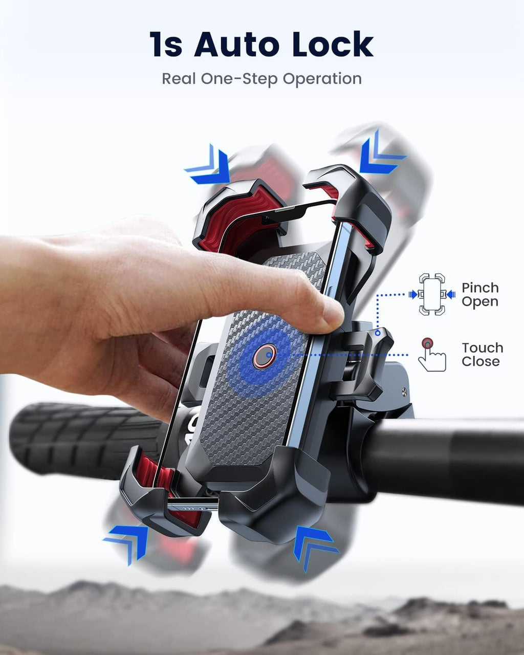 Phone Mount for Motorcycle – Auto Lock Handlebar Bike Phone Holder
