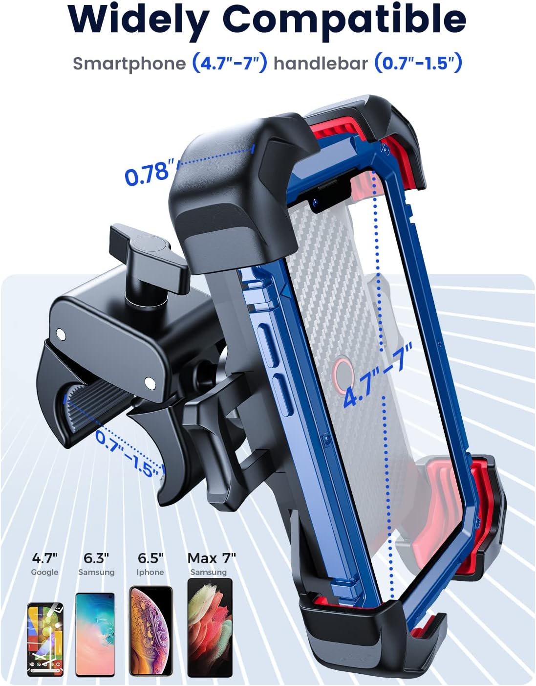 Phone Mount for Motorcycle – Auto Lock Handlebar Bike Phone Holder with 100MPH Anti-Shake, 360°