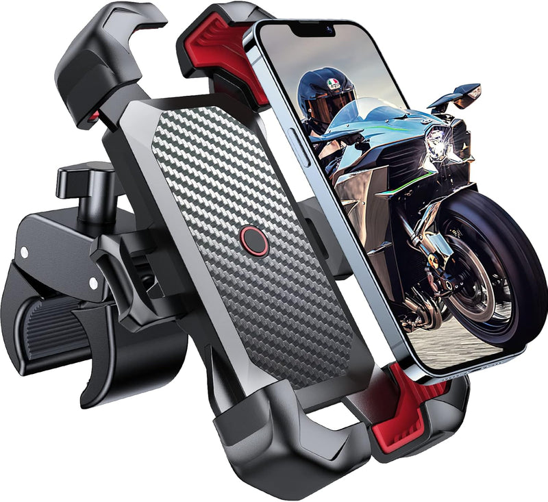 Phone Mount for Motorcycle – Auto Lock Handlebar Bike Phone Holder with 100MPH Anti-Shake, 360° Adjustable & Quick Install