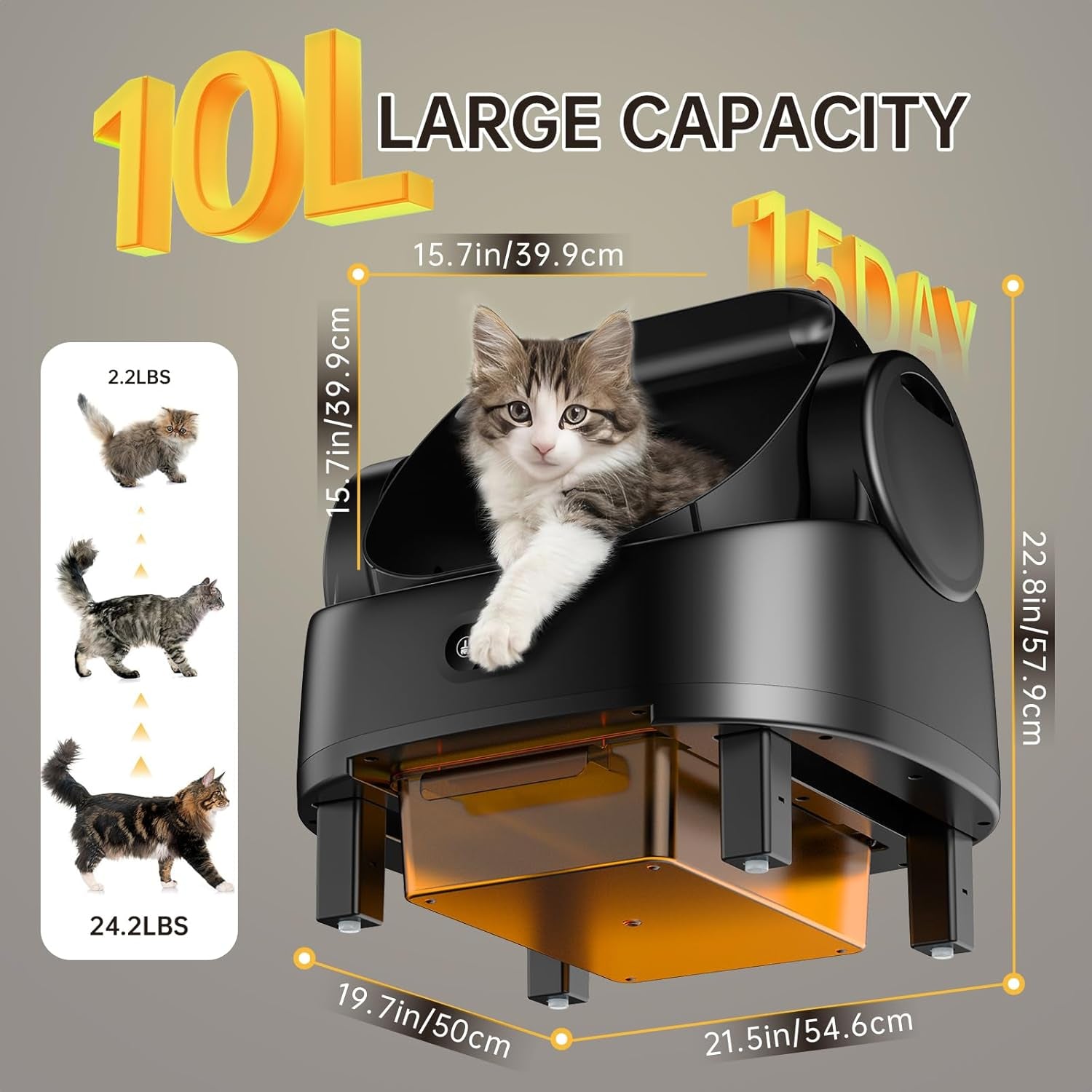 Self Cleaning Cat Litter Box – Automatic Open-Top Smart Litter Box with App Control