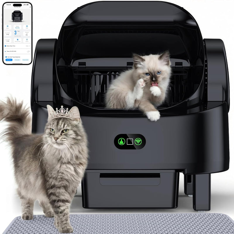 Self Cleaning Cat Litter Box – Automatic Open-Top Smart Litter Box with App Control, Safety Sensors & Large Capacity