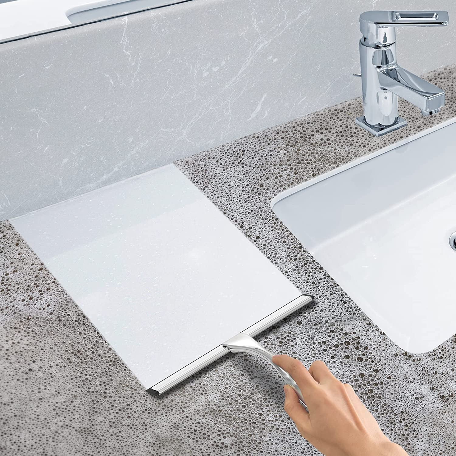 Stainless Steel Shower Squeegee – 10 Inch Streak-Free Glass Cleaner for Shower Doors, Mirrors, Tiles & Car