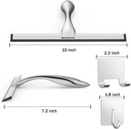 Stainless Steel Shower Squeegee – 10 Inch Streak-Free Glass Cleaner for Shower Doors, Mirrors, Tiles & Car Windows with 2 Adhesive